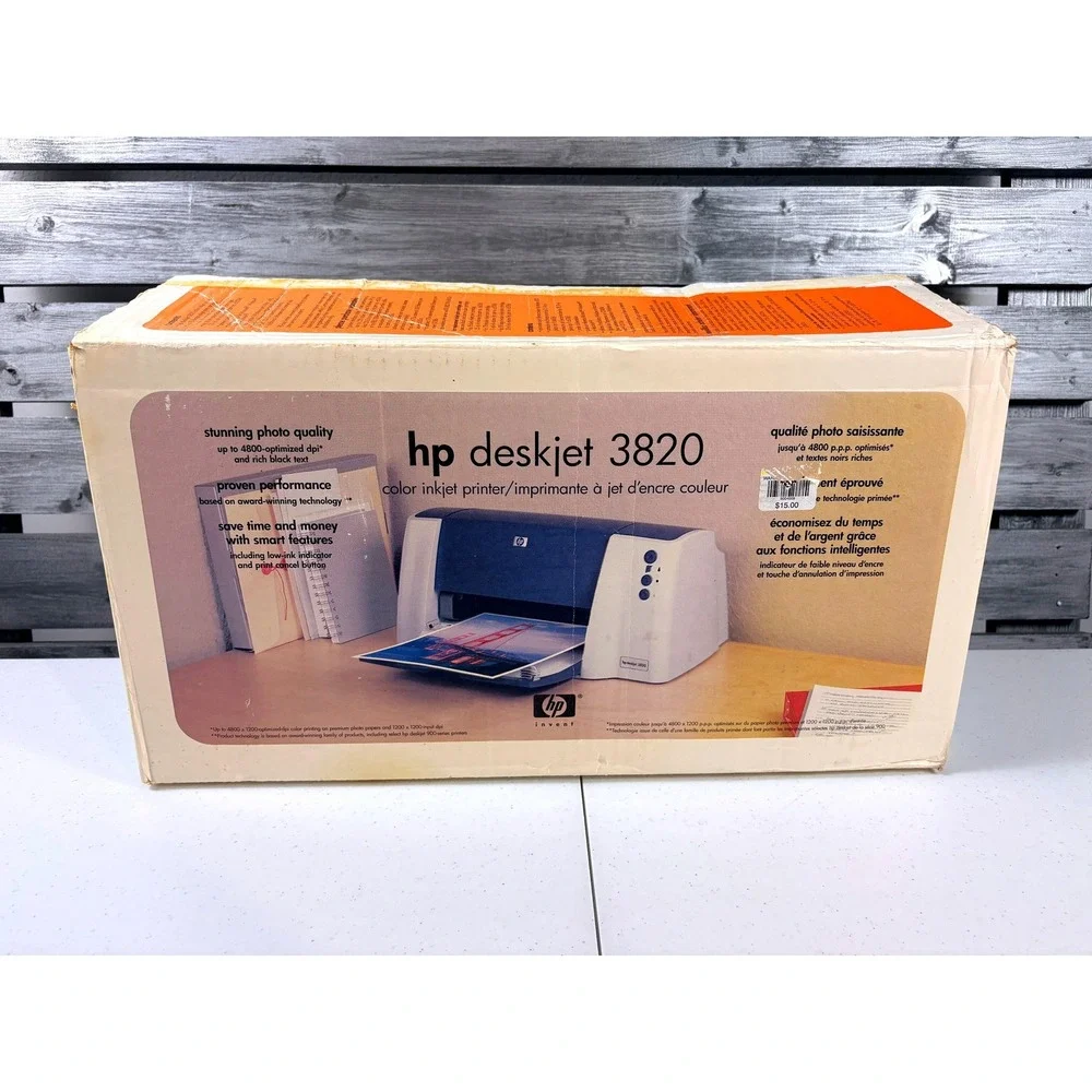 HP Deskjet 3820 Color Inkjet Printer Vintage New Open Box USB Parallel ALL PARTS